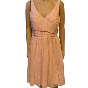 J Crew Silk Chiffon Formal HoCo Prom Dress Sz8 Baby Pink Sleeveless Flowy ZipUp